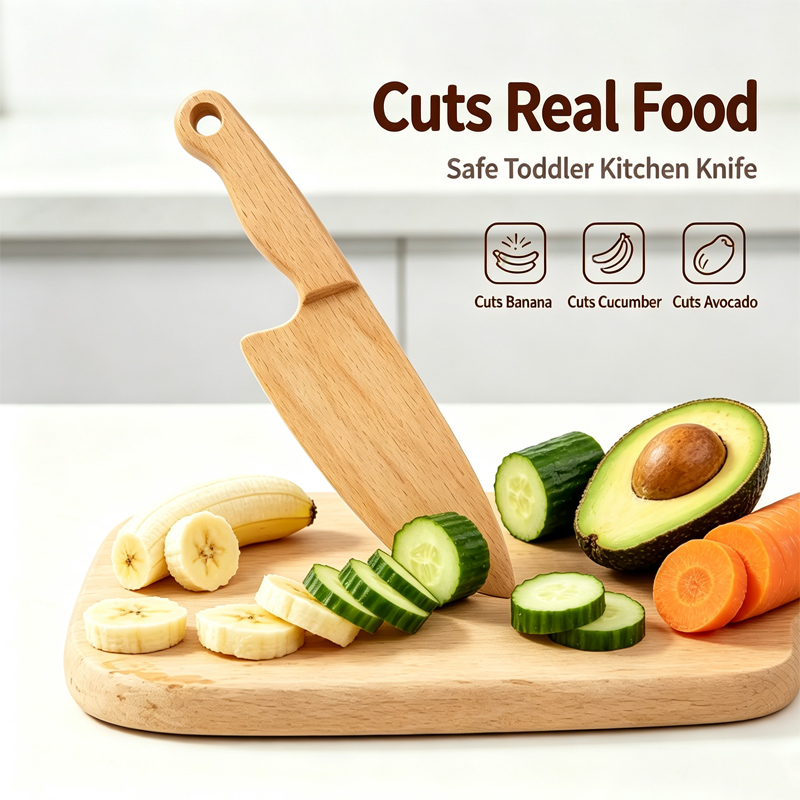 Kids Toys Kitchen Set - Cuchillo de madera para niños para
